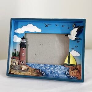 Vintage Beach Lighthouse 3D Picture Frame 5x4 Photo